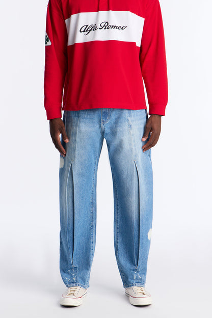 Barrel Pull On The Scene Pleated Jean - Medium Wash