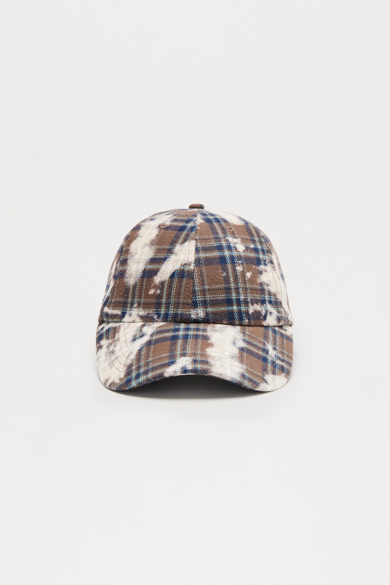 Bleached Flannel Baseball Hat - Brown/combo