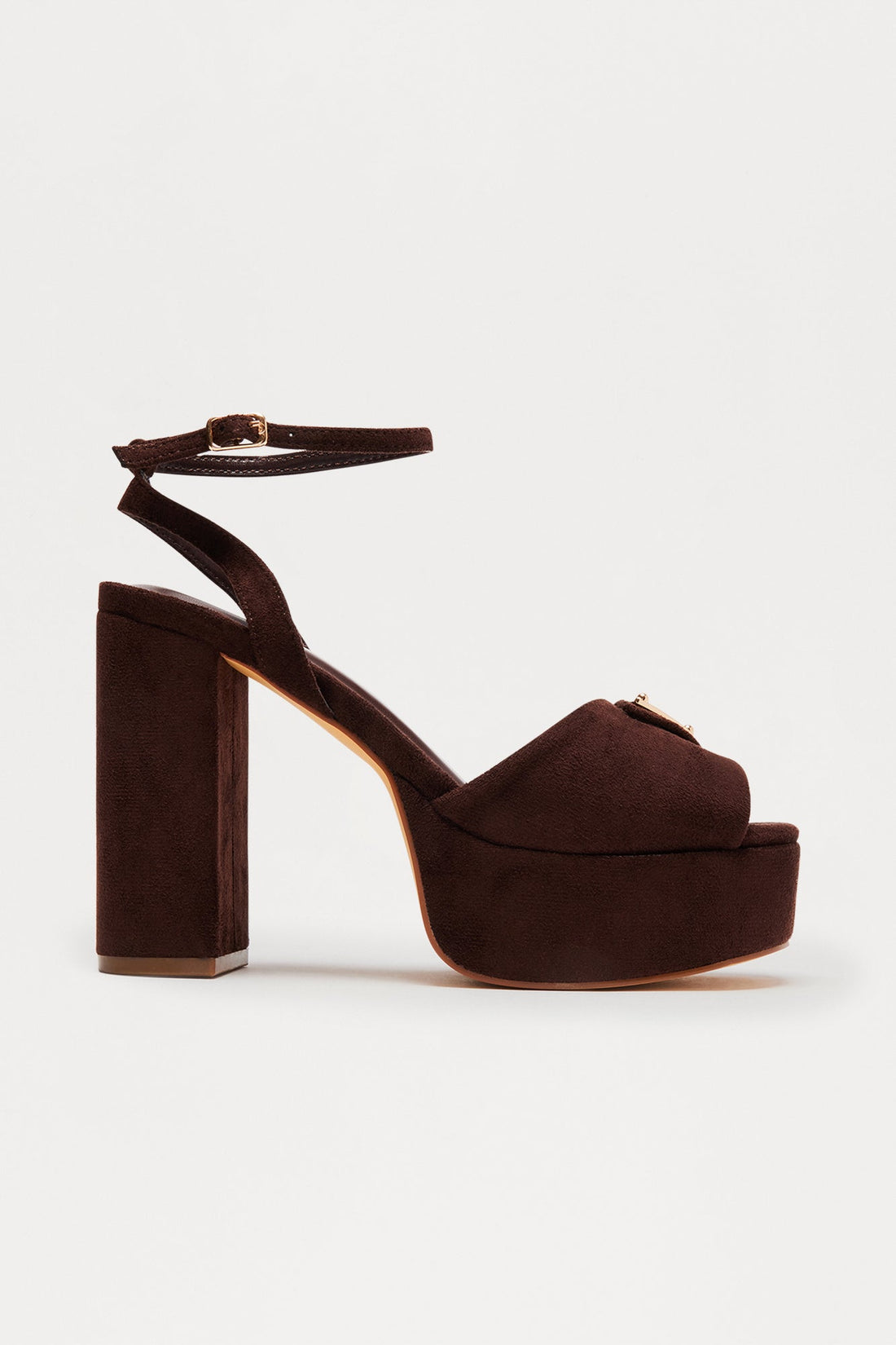 Chelsia Ankle Strap Platform Heels - Chocolate