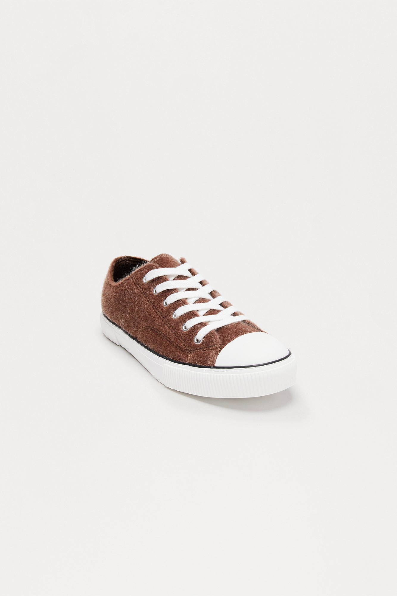 Faux Pony Hair Low Top Lace Up Sneaker - Brown/combo