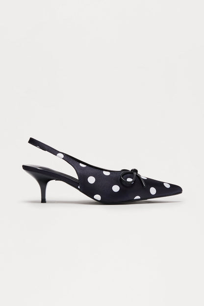 Debb Bow Slingback Pumps - Black/White