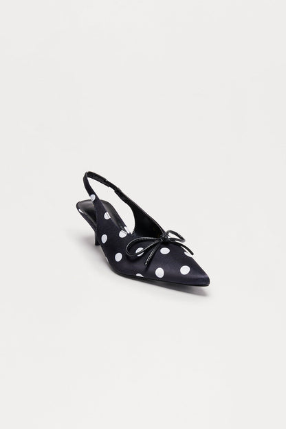 Debb Bow Slingback Pumps - Black/White