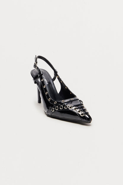 Rhett Grommet Slingback Pumps - Black