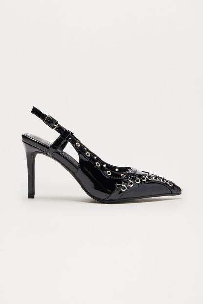 Rhett Grommet Slingback Pumps - Black