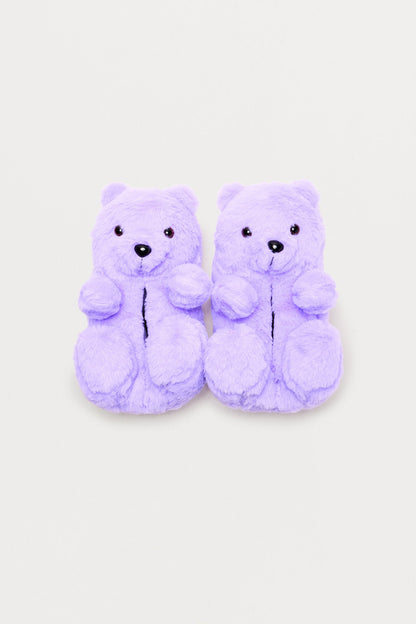 Mini Cute And Cuddly Teddy Bear Slippers - Purple