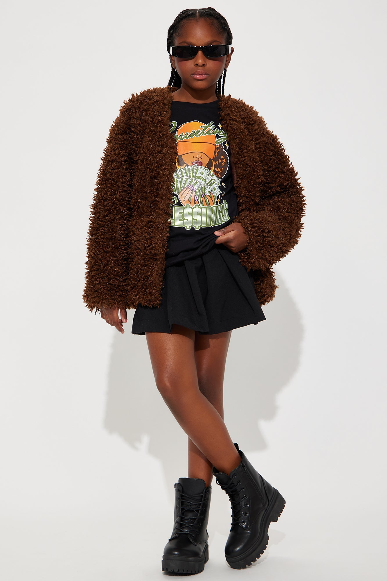 Mini Adjust To The Fame Faux Fur Coat - Chocolate
