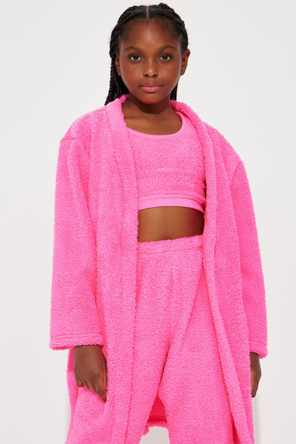 Mini See You Around 3 Piece Sherpa Pant Set - Fuchsia
