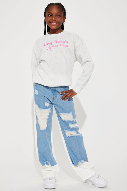 Mini Very Demure Crew Neck Sweatshirt - Heather Grey