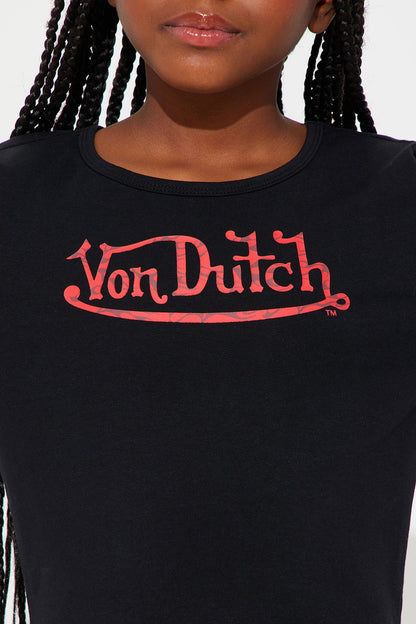 Mini Von Dutch Flames Long Sleeve Top - Black/Red