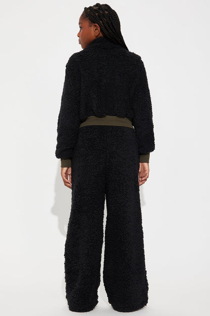 Mini Eternal Star Sherpa Pant Set - Black