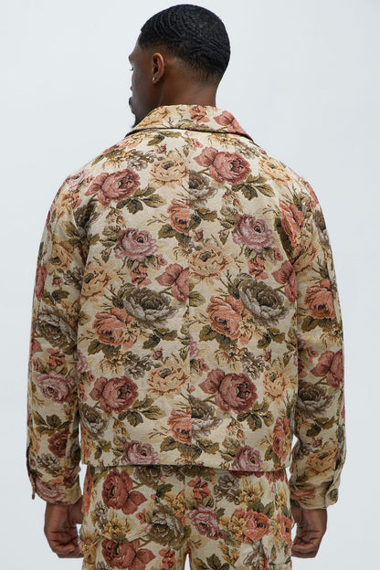 Bellevue Floral Tapestry Work Jacket - Taupe/combo