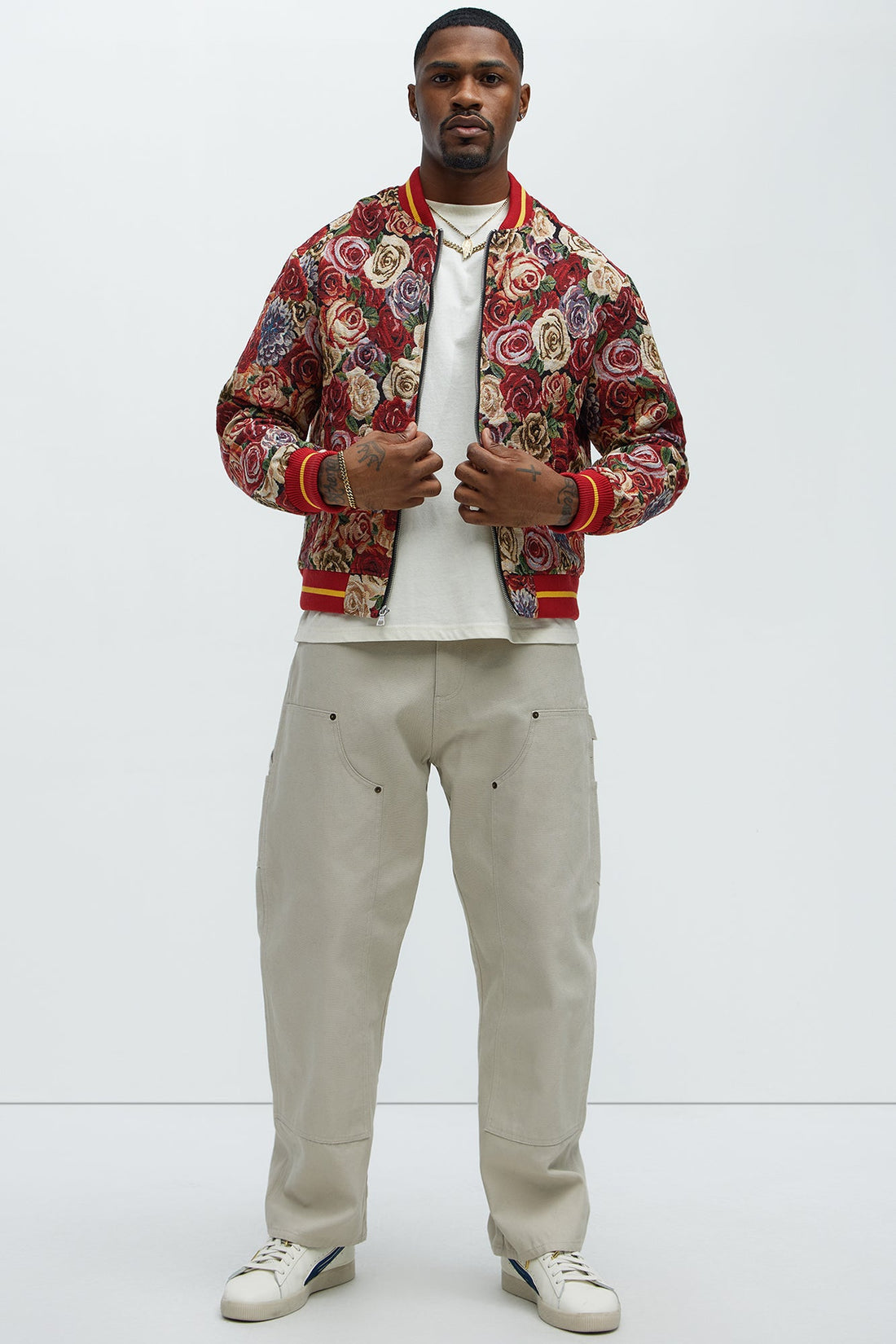 Ditson Tapestry Varsity Jacket - Red/combo