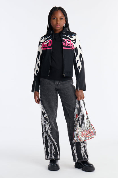 Mini Von Dutch Flames Moto Jacket - Black
