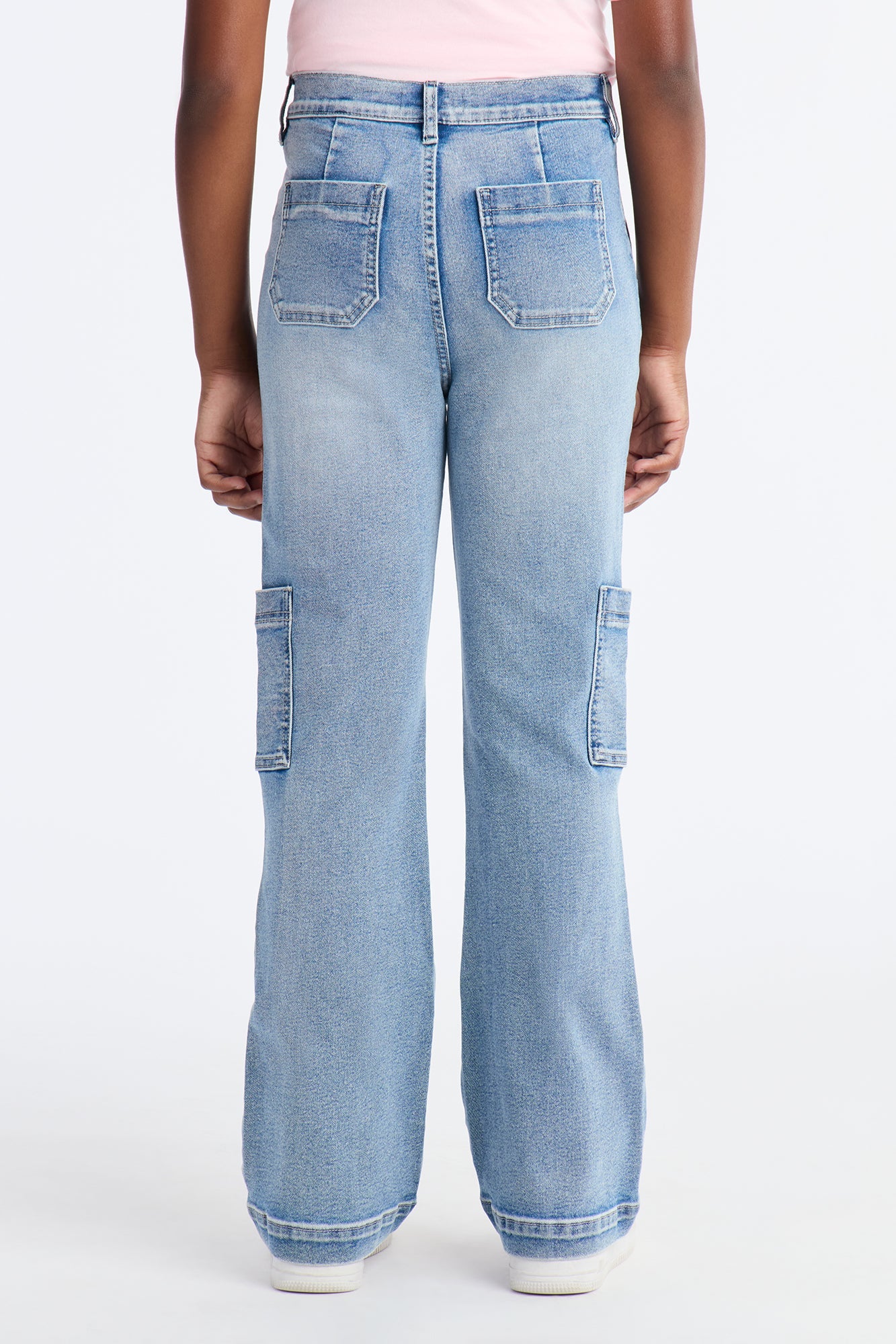 Mini Counting On It Cargo Stretch Flare Jeans - Medium Wash