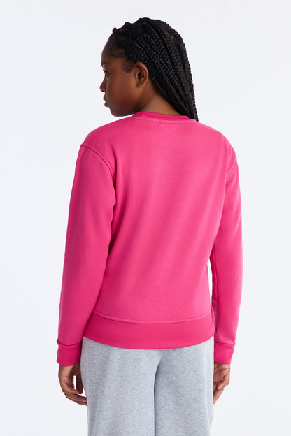 Mini Fashion Girl Crew Neck Sweatshirt - Hot Pink