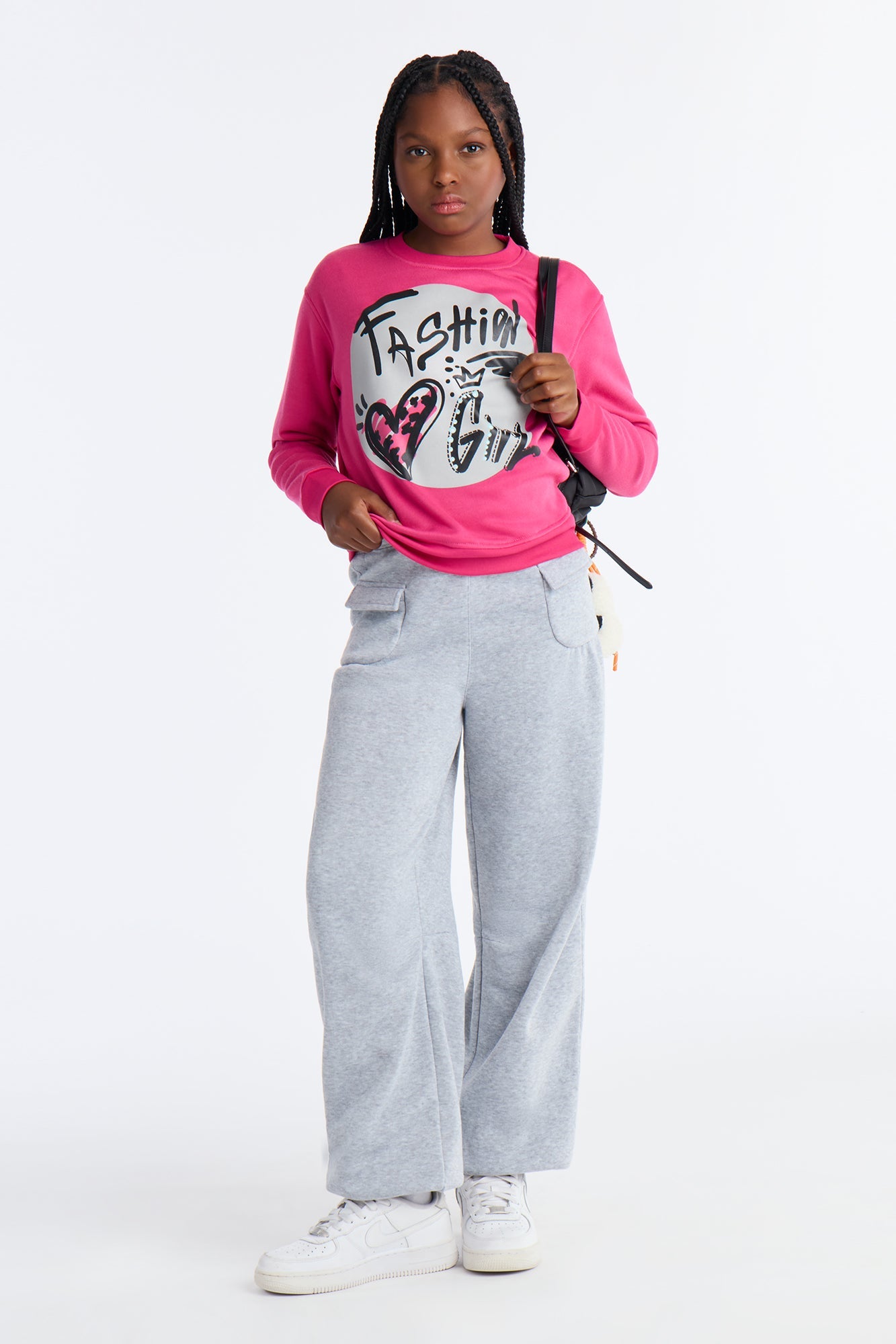 Mini Chillin For Life Wide Leg Pants - Heather Grey