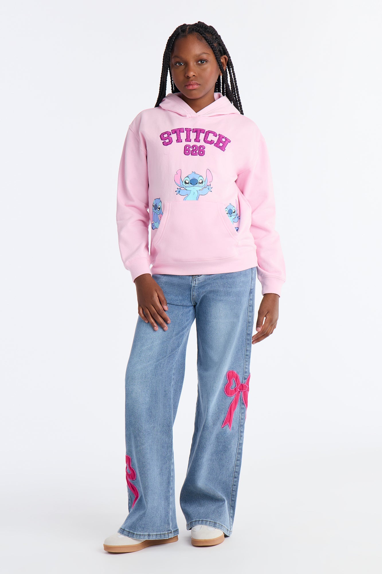 Mini Stitch Shows Emotion Hoodie - Light Pink
