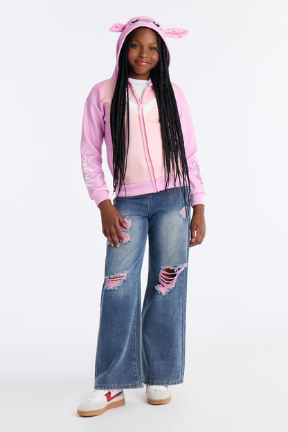 Mini Plush Zip Up Hoodie - Pink