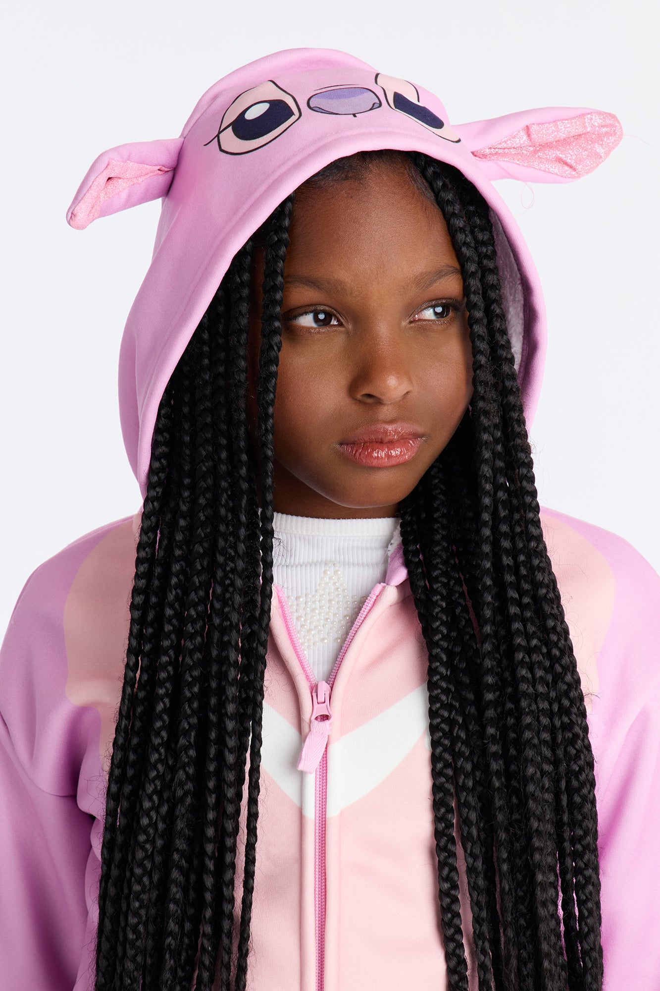 Mini Plush Zip Up Hoodie - Pink