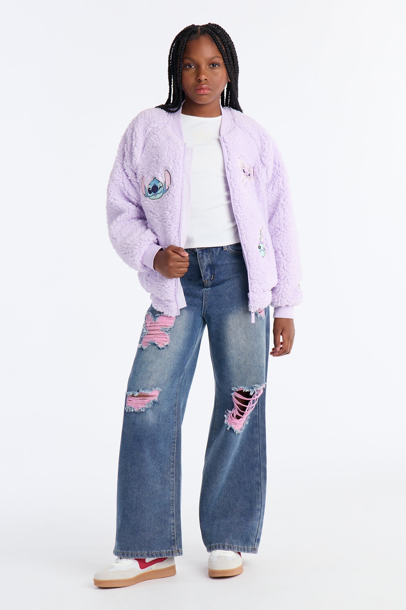 Mini Stitch And Angel Sherpa Jacket - Lilac