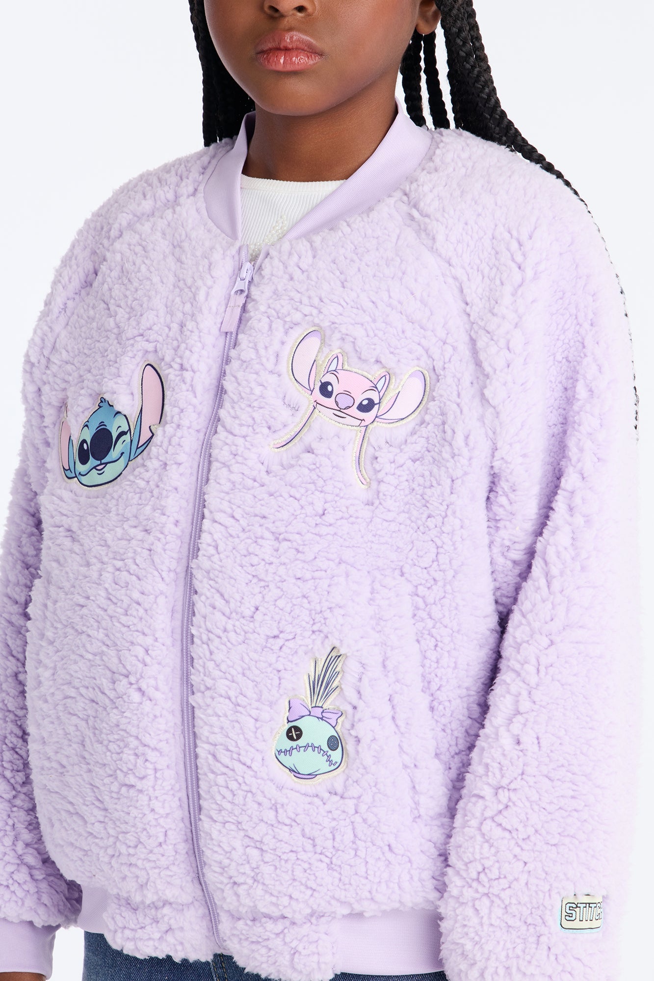 Mini Stitch And Angel Sherpa Jacket - Lilac