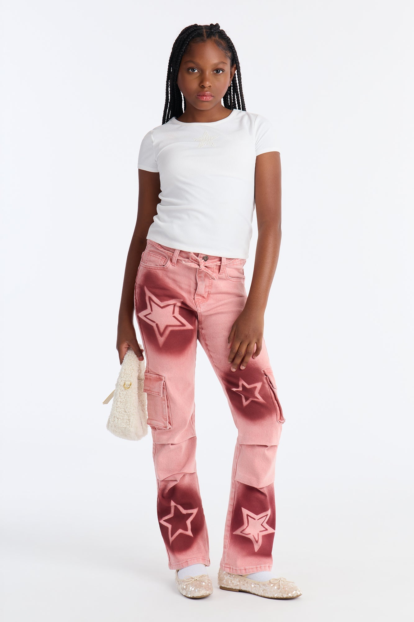 Mini Seeing Stars Cargo Jeans - Pink