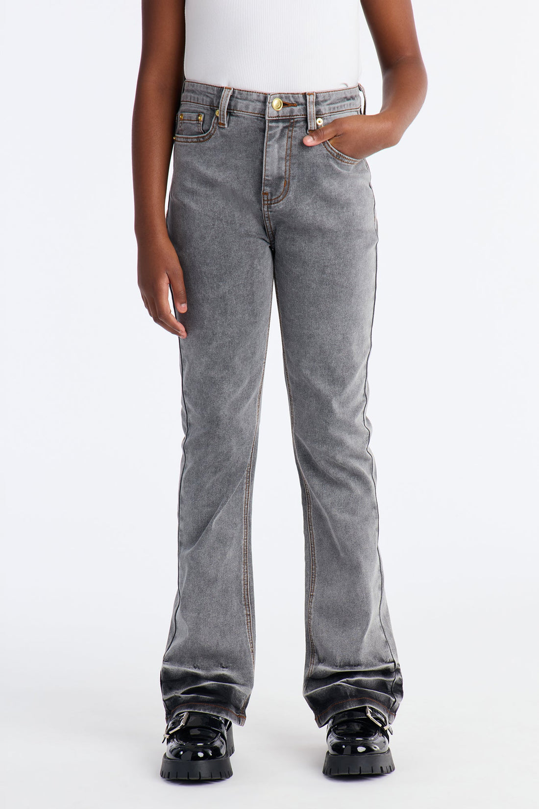 Mini Scotlyn Stacked Slim Straight Leg Jeans - Grey