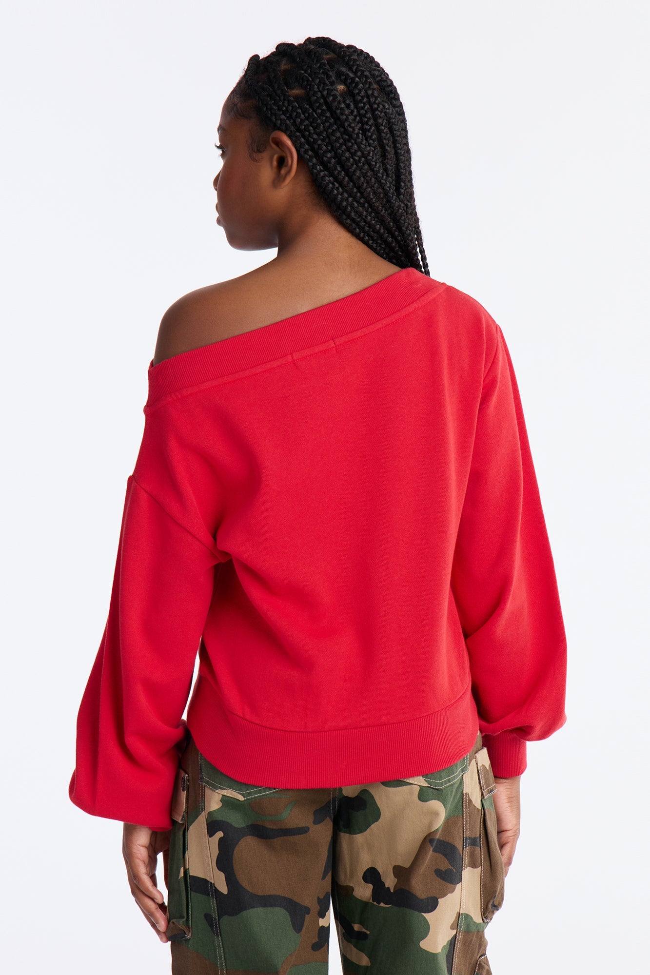 Mini Vera Off Shoulder Oversized Sweatshirt - Red