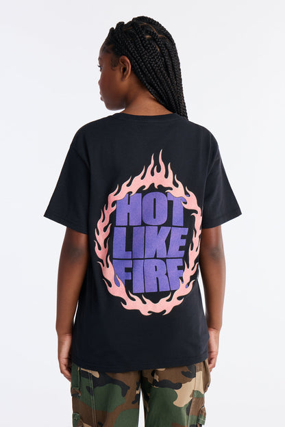 Mini Aaliyah Hot Like Fire Short Sleeve Front/Back Tee - Black