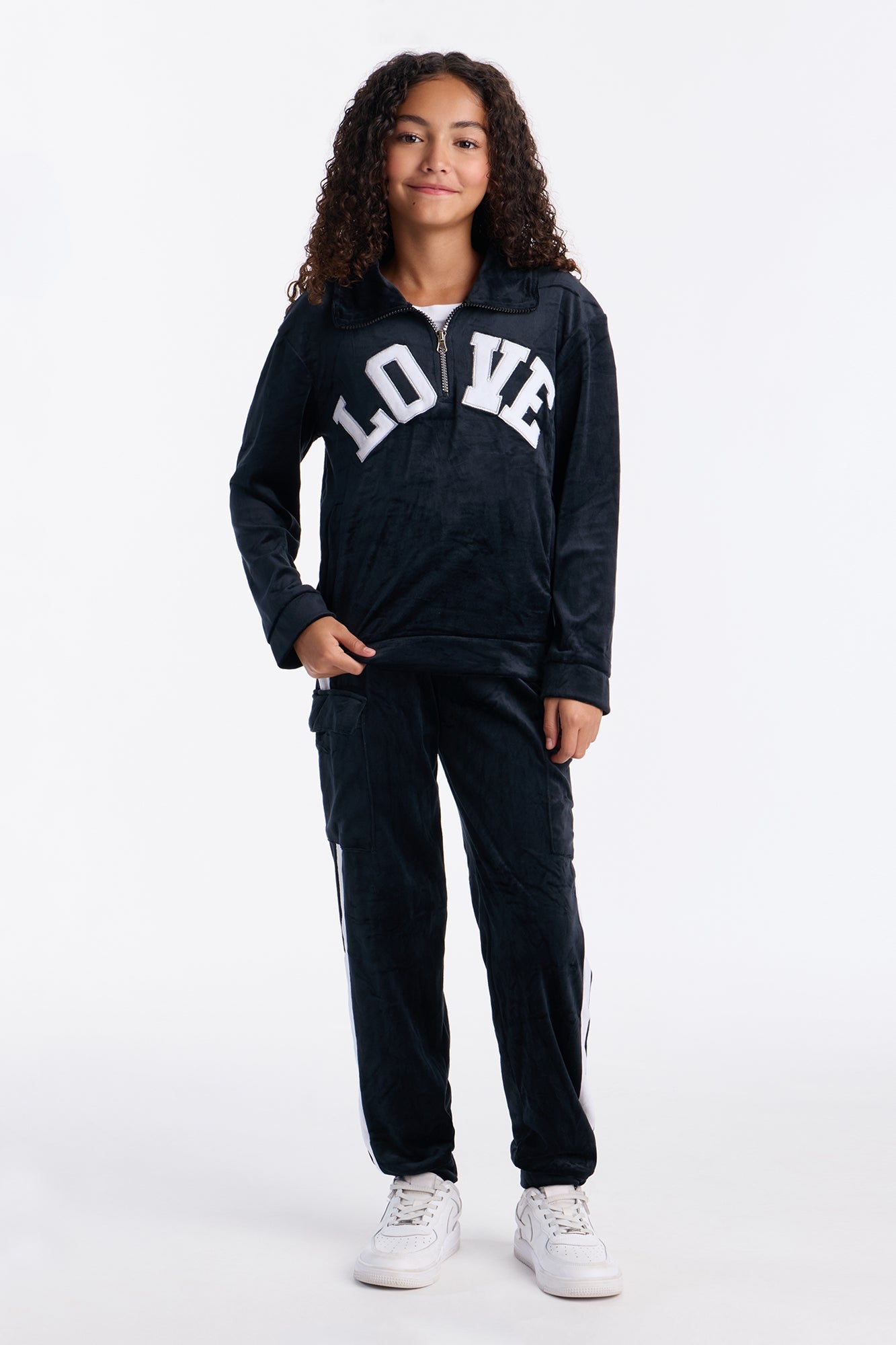 Mini Leading With Love Jogger Pant Set - Black