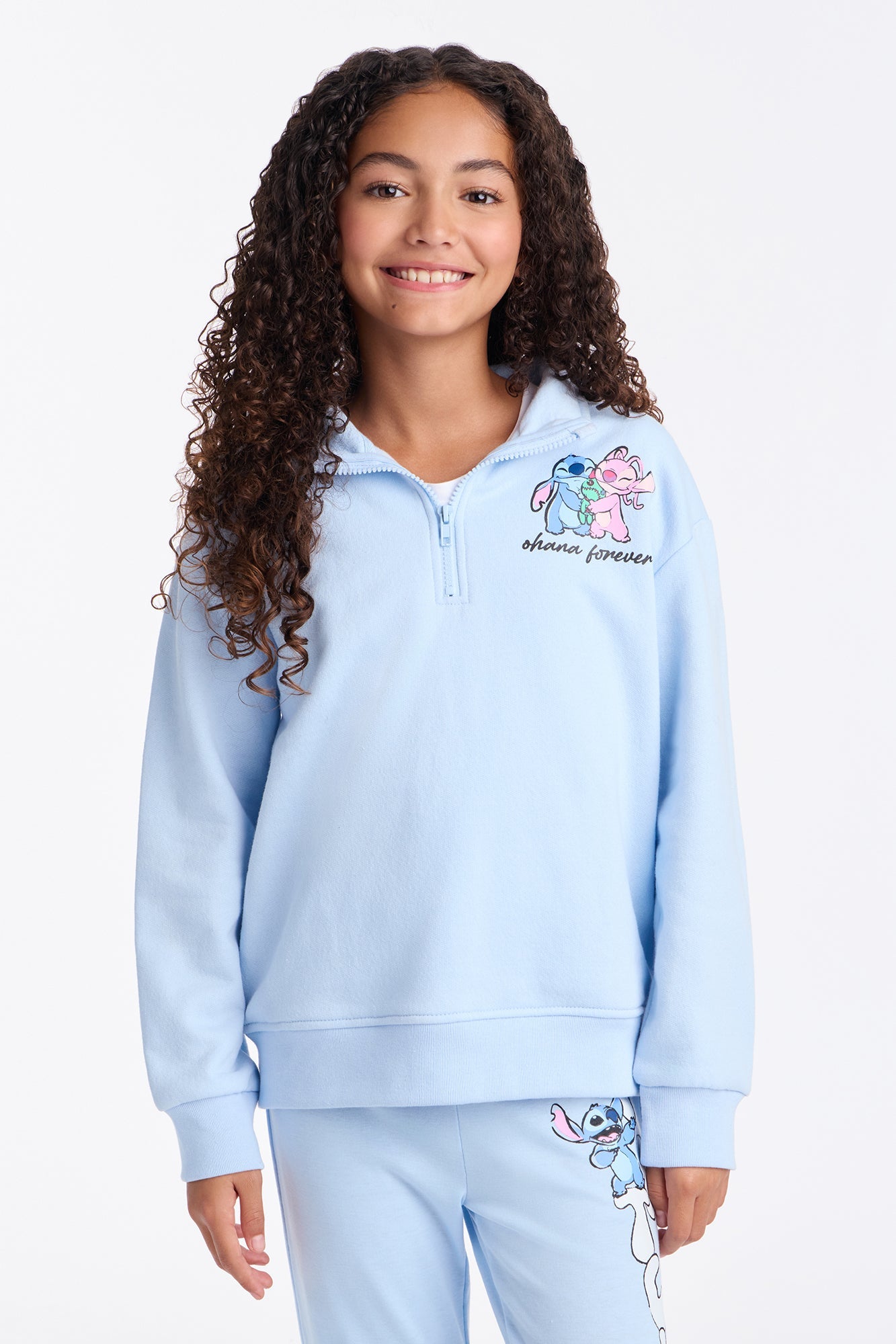 Mini Angel and Stitch Front/Back Flare Legging Set - Light Blue