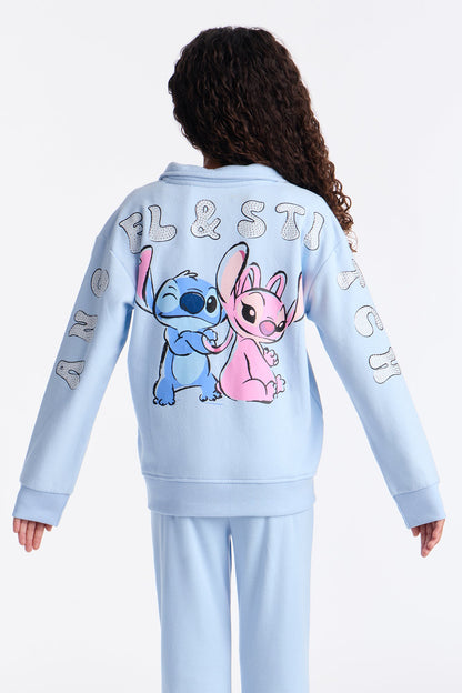 Mini Angel and Stitch Front/Back Flare Legging Set - Light Blue
