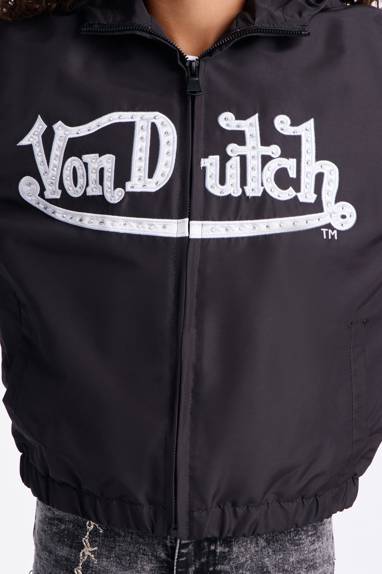 Mini Von Dutch Crystal Heart Jacket - Black