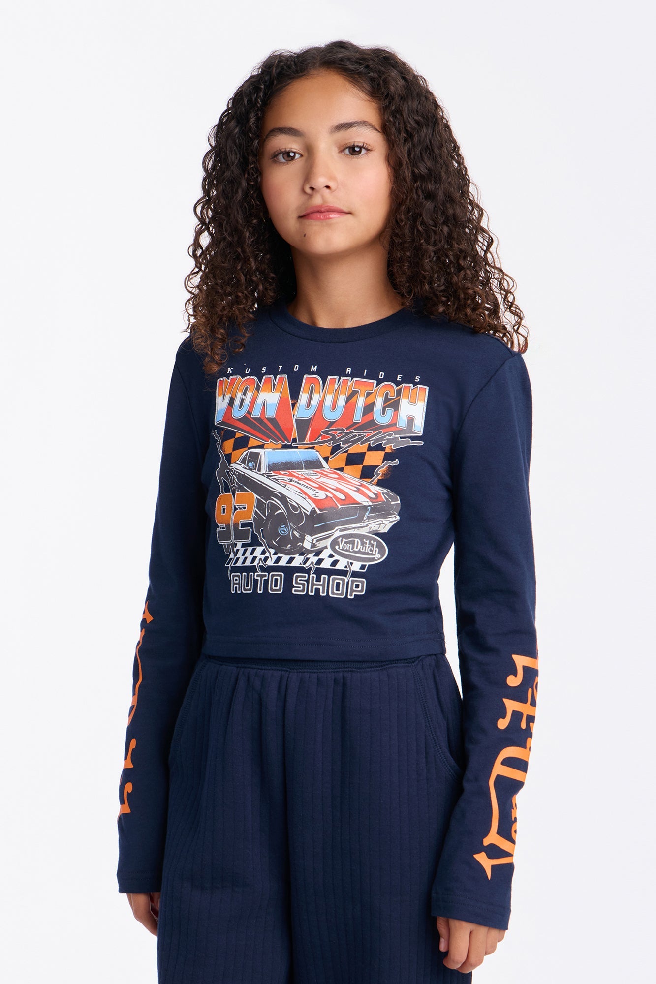 Mini Von Dutch Logo Lace Up Top - Navy