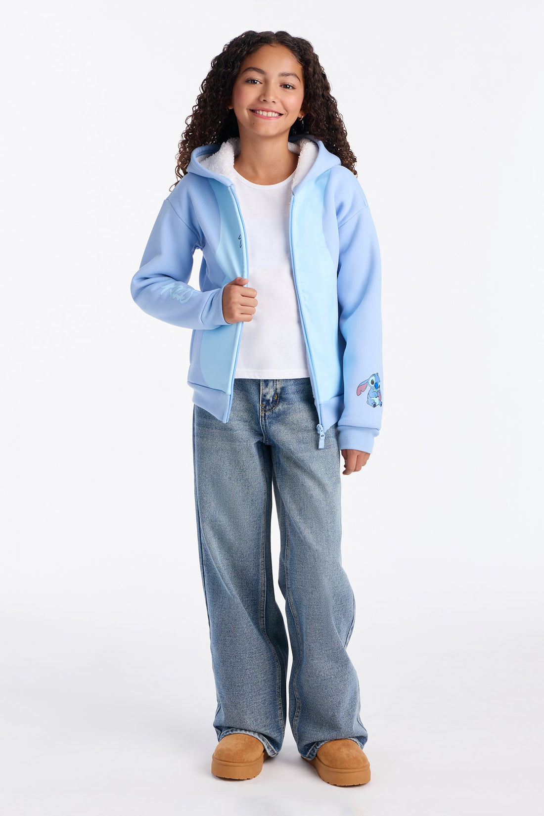 Mini Stitch Plush Zip Up Hoodie - Blue