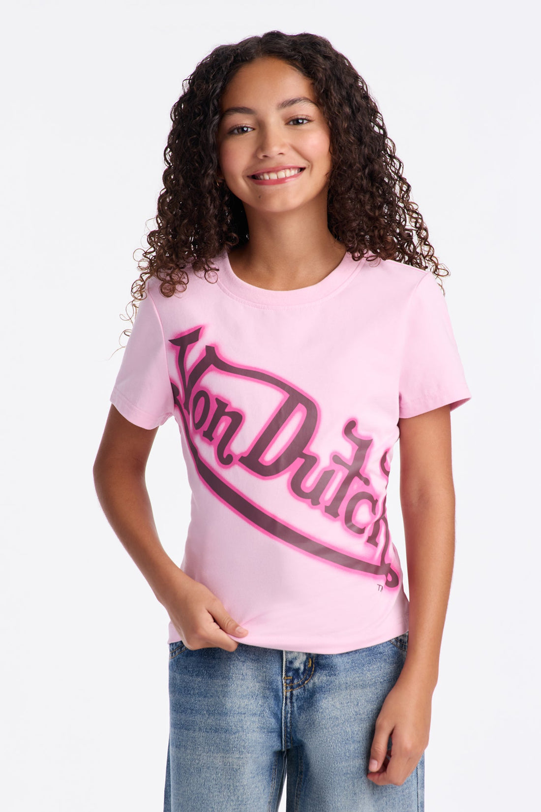 Mini Von Dutch Wrapped Logo Short Sleeve Tee - Pink
