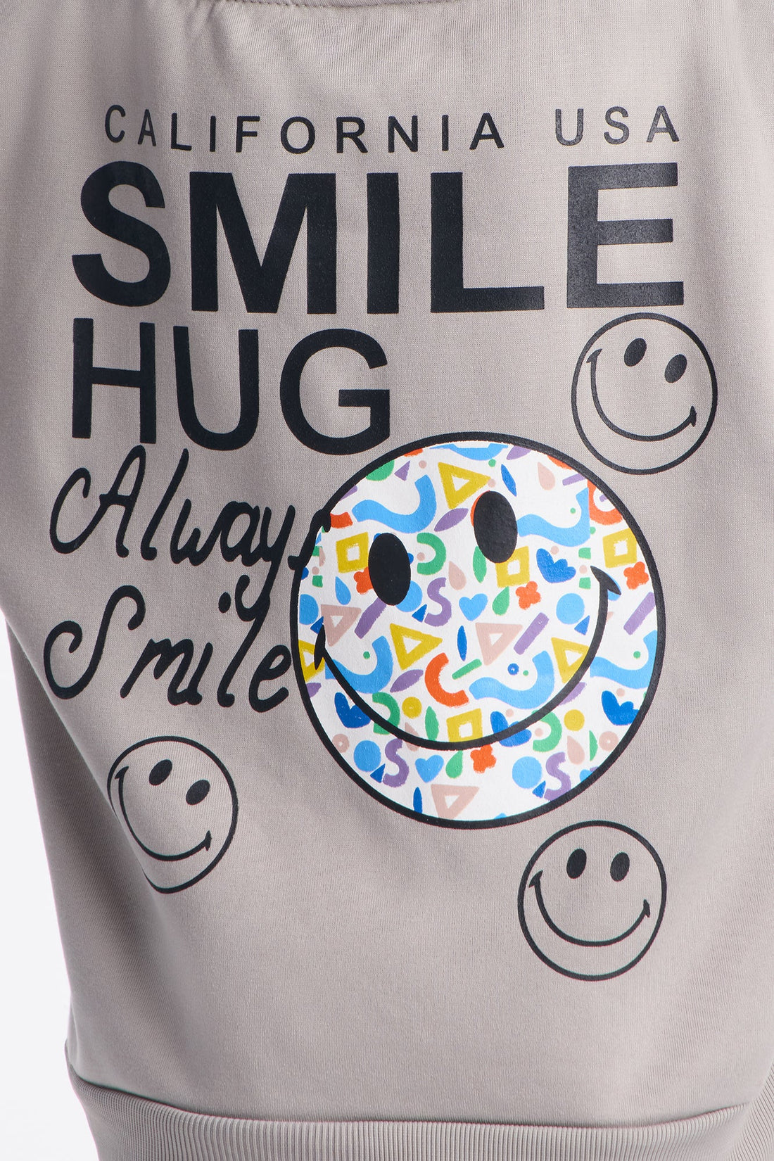 Mini Always Smile Front/Back Fleece Hoodie - Heather Grey