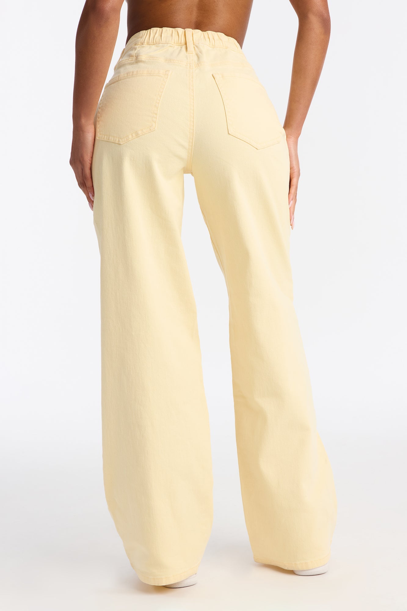 Sunbeam Elasticized Waistband Wide Leg Jeans - Yellow