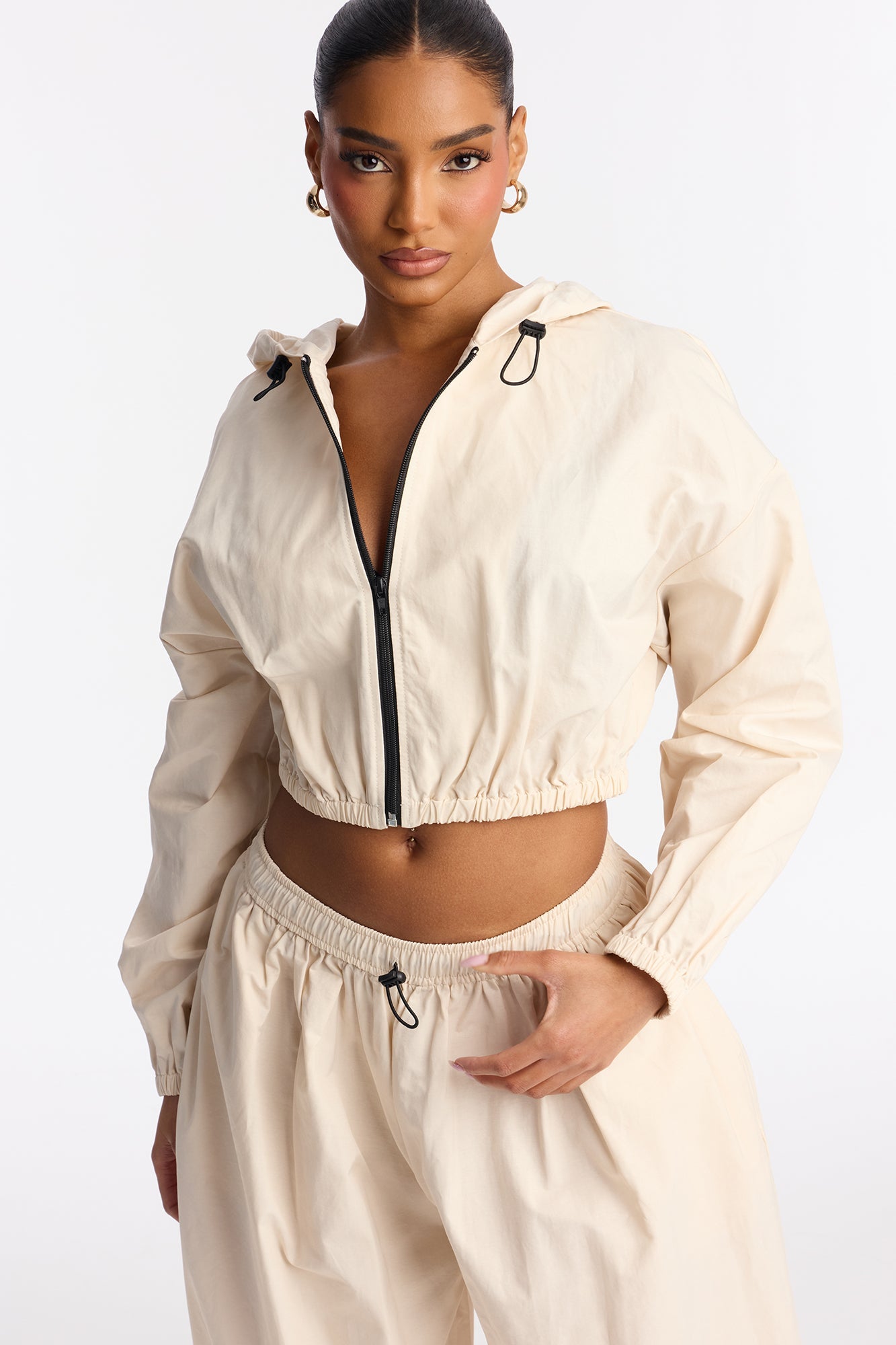 Jax Windbreaker Balloon Jogger Pant Set - Cream