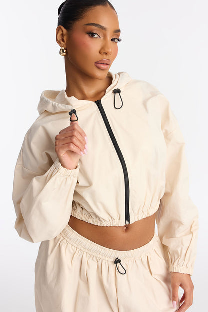 Jax Windbreaker Balloon Jogger Pant Set - Cream