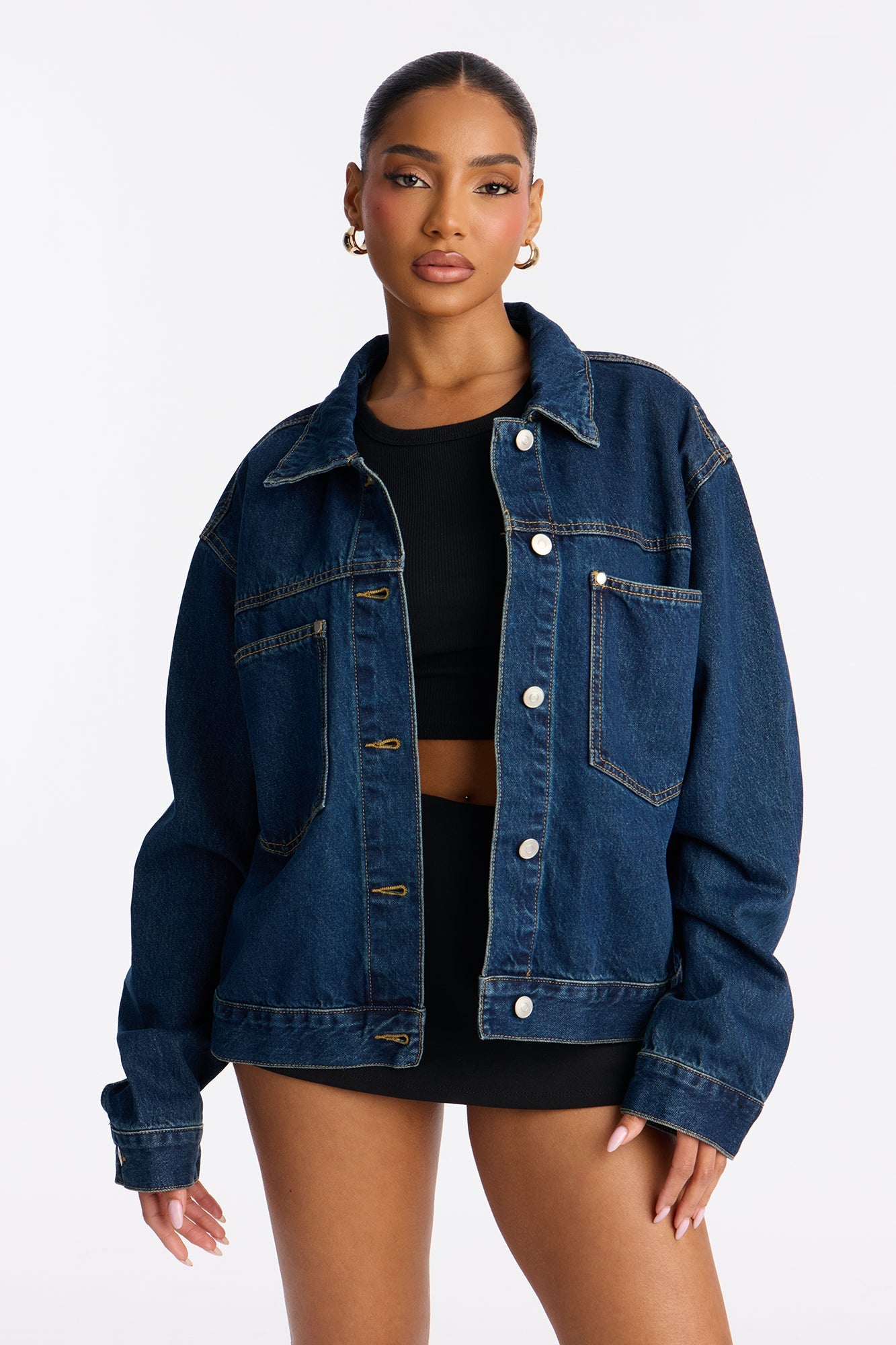Moving Along Denim Shacket - Dark Wash