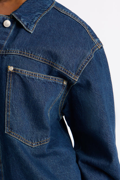 Moving Along Denim Shacket - Dark Wash