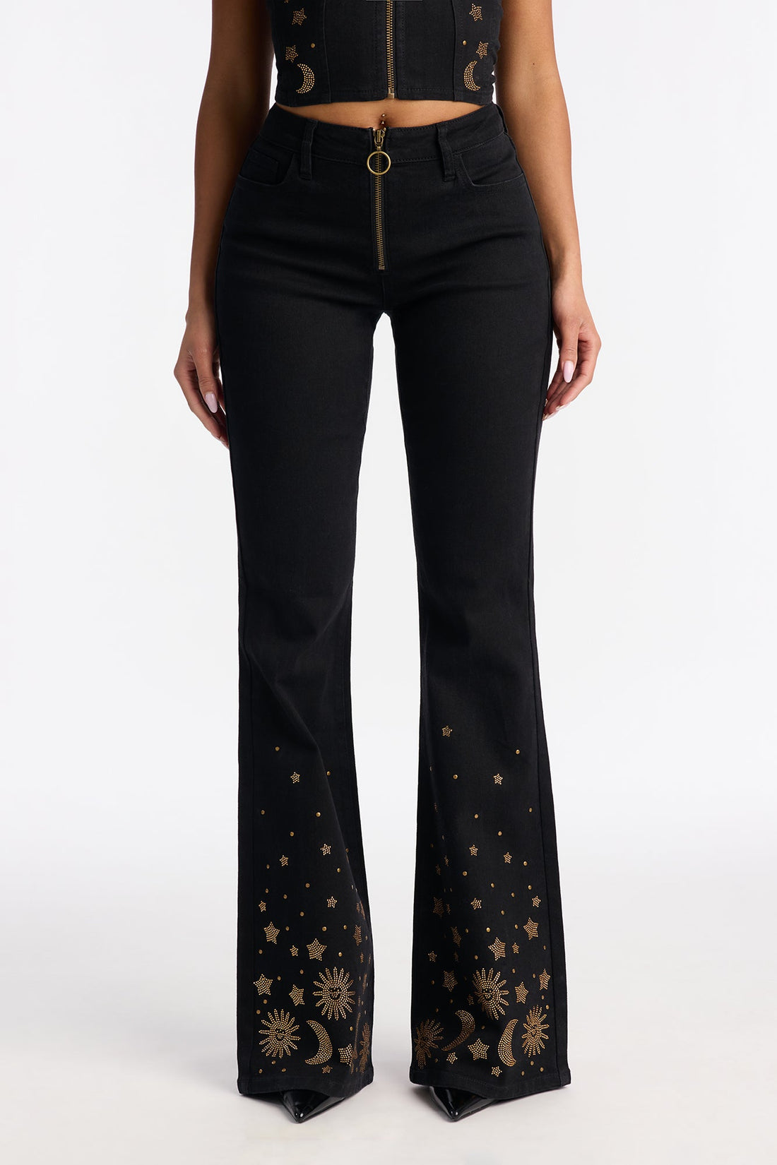 Practically Magical Embellished Flare Jeans - Black