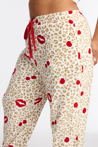Wild Kisses Plush PJ Pants - White/combo