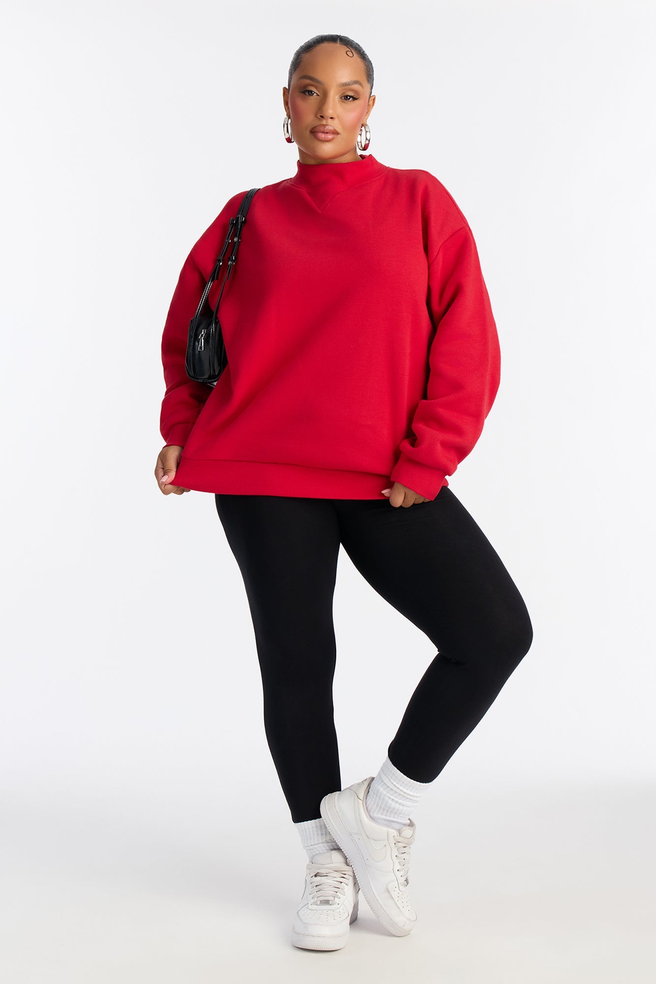 The Classic Mock Neck Sweatshirt - Red