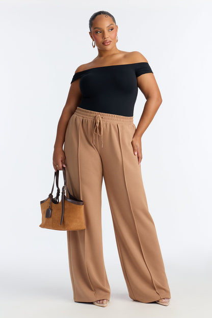 Soft Side Wide Leg Sweatpants - Mocha