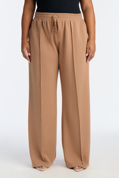 Soft Side Wide Leg Sweatpants - Mocha