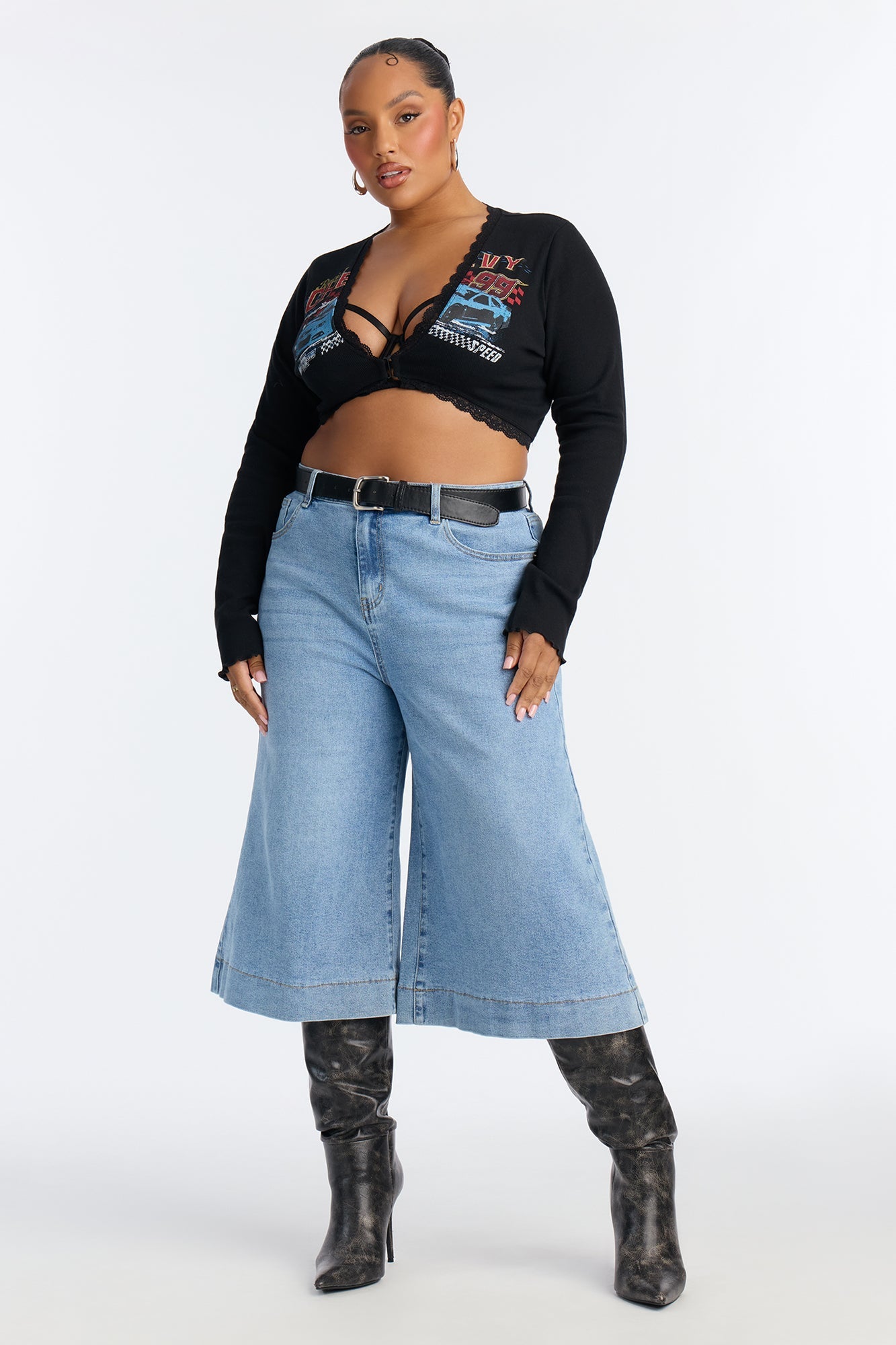 Greenwich Culottes Wide Leg Jeans - Medium Wash