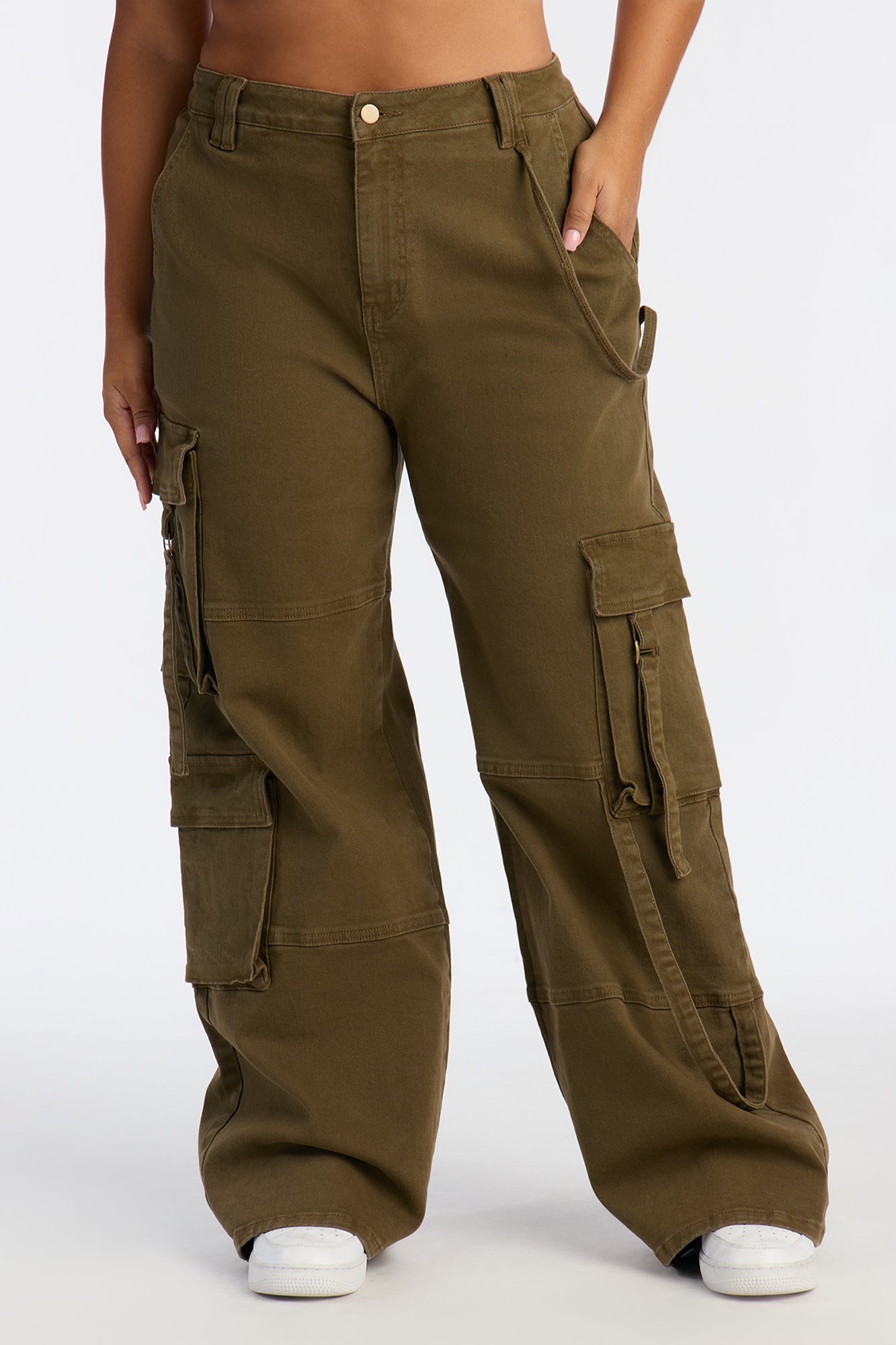 Desi Mineral Wash Cargo Pant - Military Green