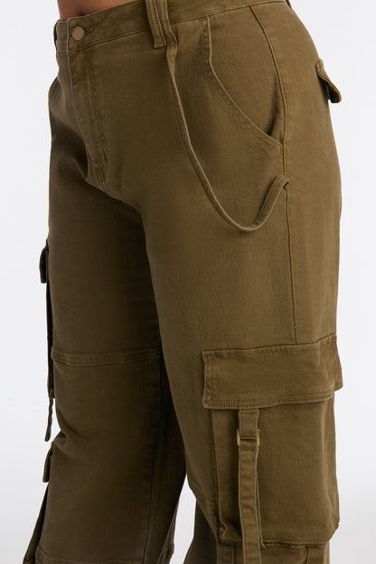 Desi Mineral Wash Cargo Pant - Military Green